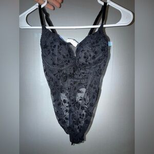 Arianne Black Floral Lace Bodysuit intimates mesh